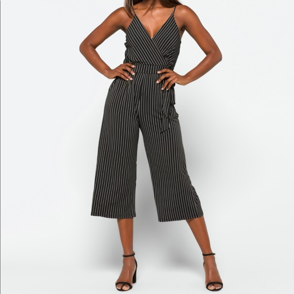 Kaileigh Black and White Striped Jumpsuit - Picture 2 of 10